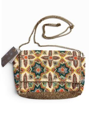 Antik Kraft Estrella NWT Beaded Sequin Crossbody Bag Boho Embellish Chain Strap